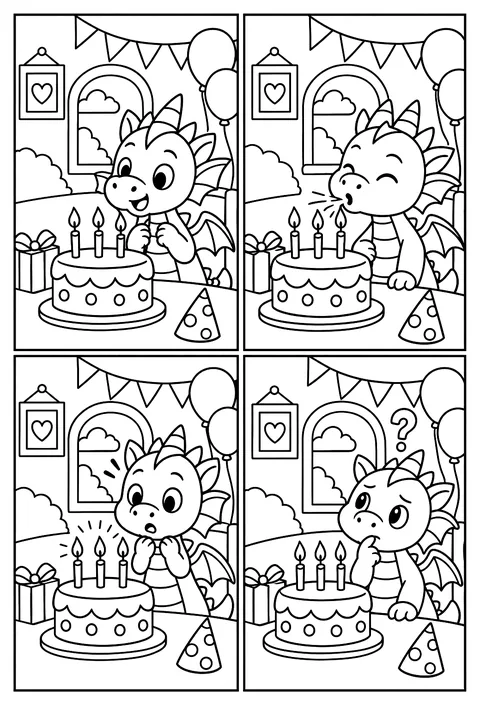 Four-panel comic coloring page