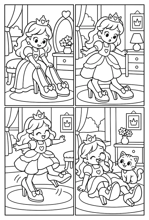 Four-panel comic coloring page