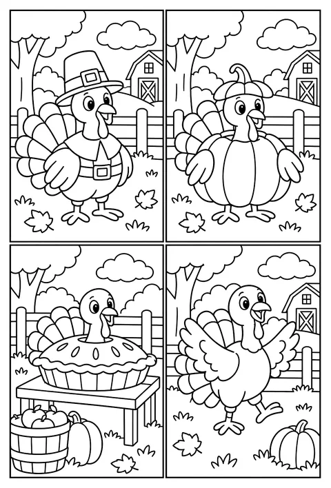Four-panel comic coloring page