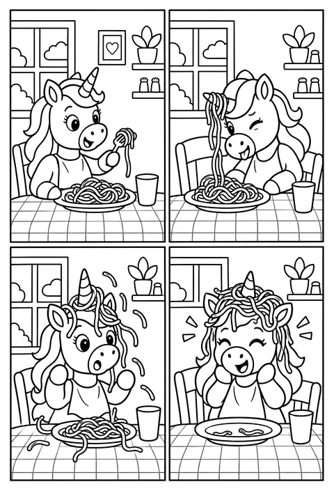 Four-panel comic coloring page