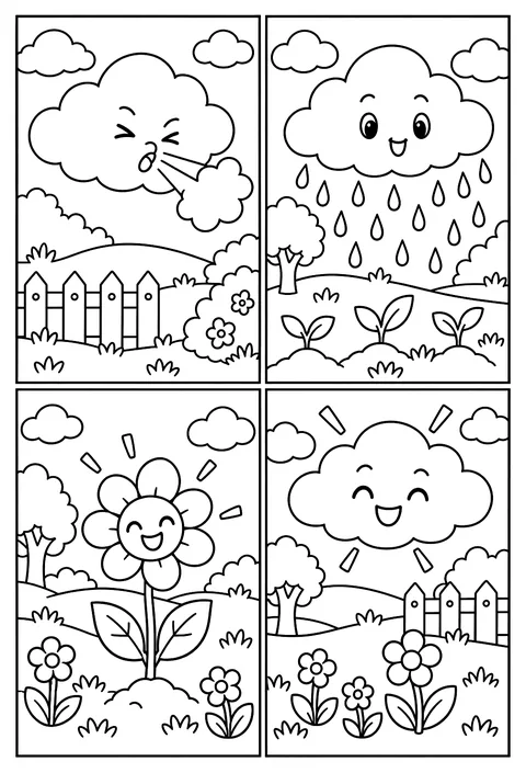 Four-panel comic coloring page